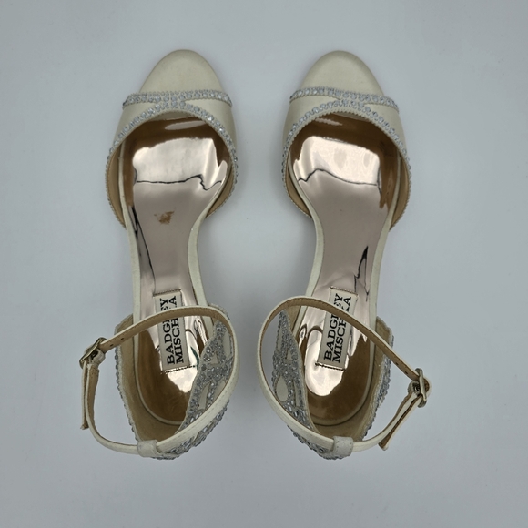Badgley Mischka Gillian Ankle Strap Evening Shoes, Ivory, Women's Size 8 - Picture 7 of 15